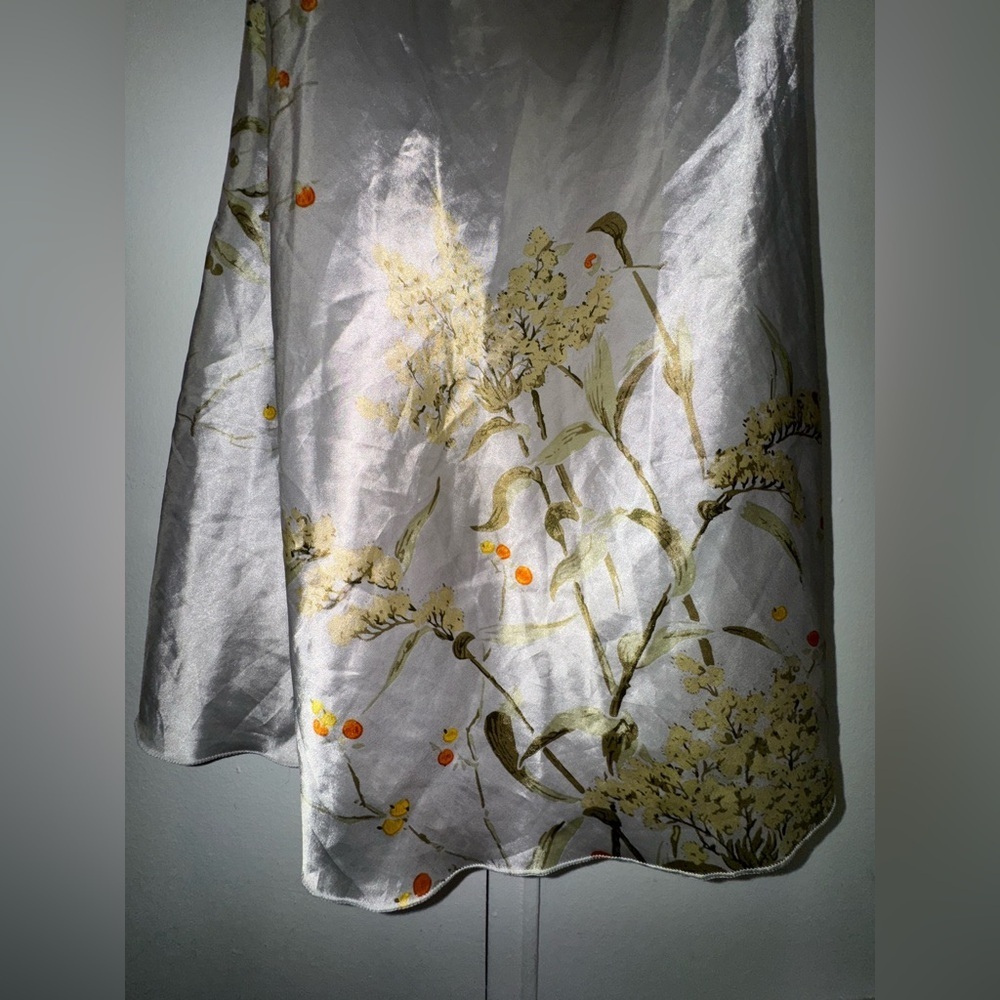 Floral Satin Cowl Neck Slip Dress XL Silver - Picture 6 of 7